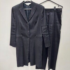 Della Spiga Italy Metallic Pants And Long Blazer Set, Black, Size 6